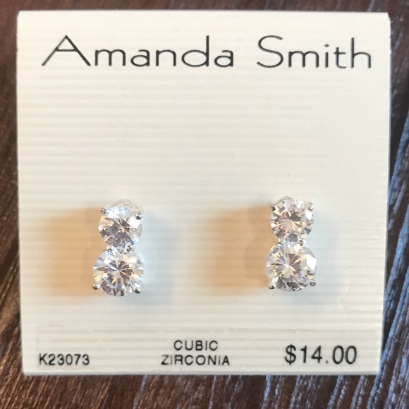 Amanda Smith Jewelry - Dainty double stone cubic zirconia drop earrings